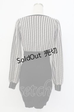 画像2: pium / 千鳥カーデ&ビジュー付きニットキャミワンピSET  黒 T-25-12-14-021-0-OP-SA-ZT