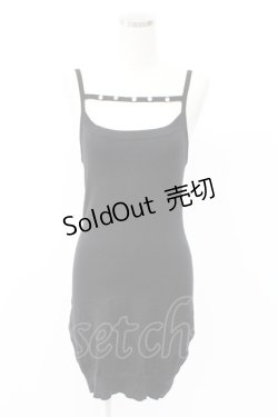 画像8: pium / 千鳥カーデ&ビジュー付きニットキャミワンピSET  黒 T-25-12-14-021-0-OP-SA-ZT