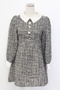 evelyn / ビジューボタンツイードワンピース  グレー T-25-12-14-023-LO-OP-SA-ZT