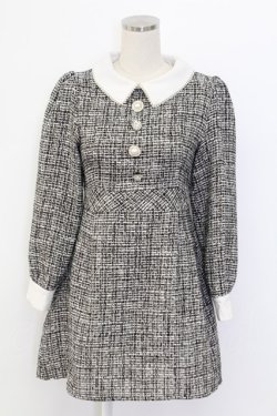 画像1: evelyn / ビジューボタンツイードワンピース  グレー T-25-12-14-023-LO-OP-SA-ZT