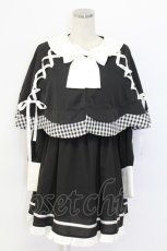 画像1: Jamie エーエヌケー / サイド編み下げケープワンピース  黒Ｘ白 T-25-12-14-024-LO-OP-SA-ZT020 (1)