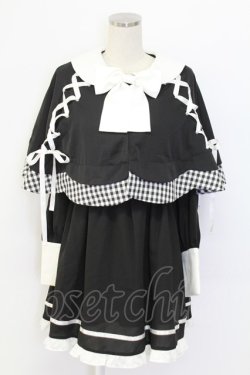 画像1: Jamie エーエヌケー / サイド編み下げケープワンピース  黒Ｘ白 T-25-12-14-024-LO-OP-SA-ZT