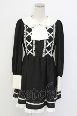 画像6: Jamie エーエヌケー / サイド編み下げケープワンピース  黒Ｘ白 T-25-12-14-024-LO-OP-SA-ZT