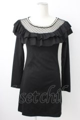 MA*RS / パール&ドットチュールワンピース  黒Ｘ白 T-25-12-14-025-EL-OP-SA-ZT