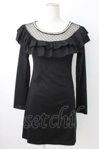 MA*RS / パール&ドットチュールワンピース  黒Ｘ白 T-25-12-14-025-EL-OP-SA-ZT