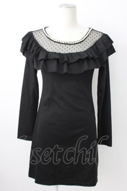 画像1: MA*RS / パール&ドットチュールワンピース  黒Ｘ白 T-25-12-14-025-EL-OP-SA-ZT