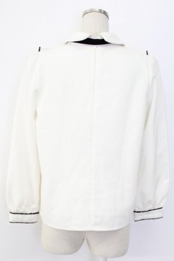 画像2: evelyn / Uフリルバイカラーリボンブラウス  ホワイト T-25-12-14-001-LO-BL-SA-ZT