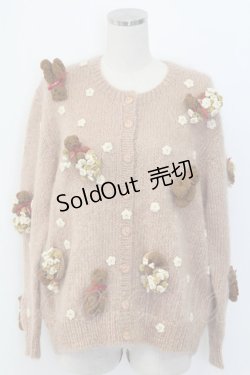 画像1: PINK HOUSE / カゴ入り編みぐるみクマ付きモヘアカーディガン  ピンク T-25-12-14-006-LO-TO-SA-ZT147