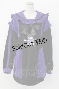 NOEMIE / Kuromiスウェットセーラーワンピース  黒Ｘ紫 T-25-12-14-010-LO-OP-SA-ZT
