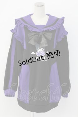 画像1: NOEMIE / Kuromiスウェットセーラーワンピース  黒Ｘ紫 T-25-12-14-010-LO-OP-SA-ZT