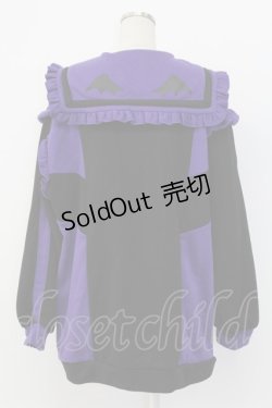画像2: NOEMIE / Kuromiスウェットセーラーワンピース  黒Ｘ紫 T-25-12-14-010-LO-OP-SA-ZT