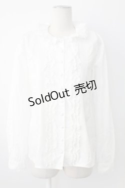 画像1: INGEBORG / レース&ピンタックくるみボタンブラウス  ホワイト T-25-12-17-001-LO-BL-SA-ZT526