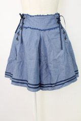 axes femme / サイド編み上げショートパンツ  サックス T-25-12-17-034-AX-PA-SA-ZT