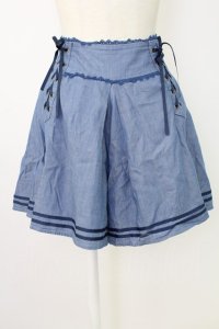 axes femme / サイド編み上げショートパンツ  サックス T-25-12-17-034-AX-PA-SA-ZT