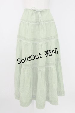 画像1: WONDERFUL WORLD / ギンガムチェックピコフリルスカート  グリーン T-25-12-17-037-LO-SK-SA-ZT