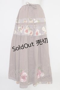 KANEKO ISAO / 花柄切替前開きスカート  パープル T-25-12-17-040-EL-SK-SA-ZT