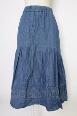 axes femme / 切替コットンスカート  ブルー T-25-12-17-041-AX-SK-SA-ZT