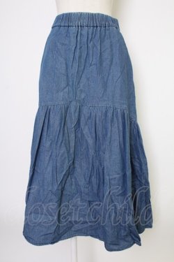 画像1: axes femme / 切替コットンスカート  ブルー T-25-12-17-041-AX-SK-SA-ZT