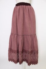 axes femme / レースティアードスエードスカート  ボルドー T-25-12-17-042-AX-SK-SA-ZT