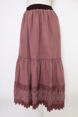 画像1: axes femme / レースティアードスエードスカート  ボルドー T-25-12-17-042-AX-SK-SA-ZT