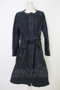 INGEBORG / フラワー刺繍デニム風ロングコート  青デニム T-25-12-17-045-LO-CO-SA-ZT