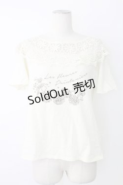 画像1: axes femme / 肩レースプリントTシャツ  アイボリー T-25-12-17-006-AX-TO-SA-ZT526