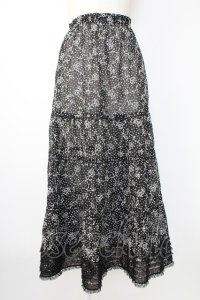 KANEKO ISAO / フラワー刺繍ドットスカート  ブラック T-25-12-17-048-EL-SK-SA-ZT