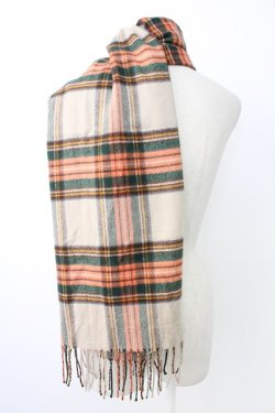 画像2: PINK HOUSE / Pワッペン付きチェックマフラー  ブラウン T-25-12-17-049-LO-ZA-SA-ZT