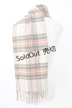 画像2: PINK HOUSE / Pワッペン付きチェックマフラー  ブラウン T-25-12-17-049-LO-ZA-SA-ZT485