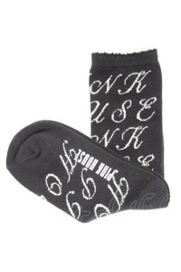 PINK HOUSE / ロゴ靴下  ブラック×ホワイト T-25-12-17-052-LO-ZA-SA-ZT