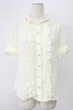 画像1: axes femme / リボン付半袖ブラウス  アイボリー T-25-12-17-007-AX-BL-SA-ZT