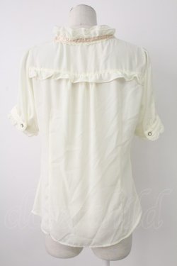 画像2: axes femme / リボン付半袖ブラウス  アイボリー T-25-12-17-007-AX-BL-SA-ZT