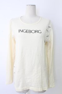 INGEBORG / ロゴプリント&ロゴワッペン長袖カットソー M アイボリー T-25-12-17-009-LO-TO-SA-ZT