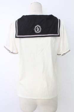 画像2: axes femme POETIQUE / セーラー半袖ブラウス  アイボリーＸネイビー T-25-12-17-010-AX-BL-SA-ZT