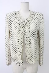 KANEKO ISAO / 水玉フリルノーカラー薄手ジャケット  ベージュ T-25-12-17-011-EL-JA-SA-ZT