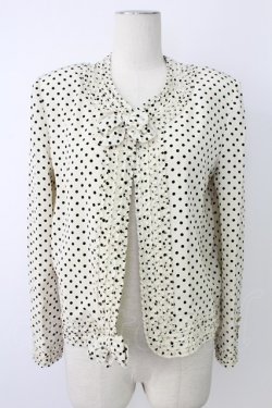 画像1: KANEKO ISAO / 水玉フリルノーカラー薄手ジャケット  ベージュ T-25-12-17-011-EL-JA-SA-ZT