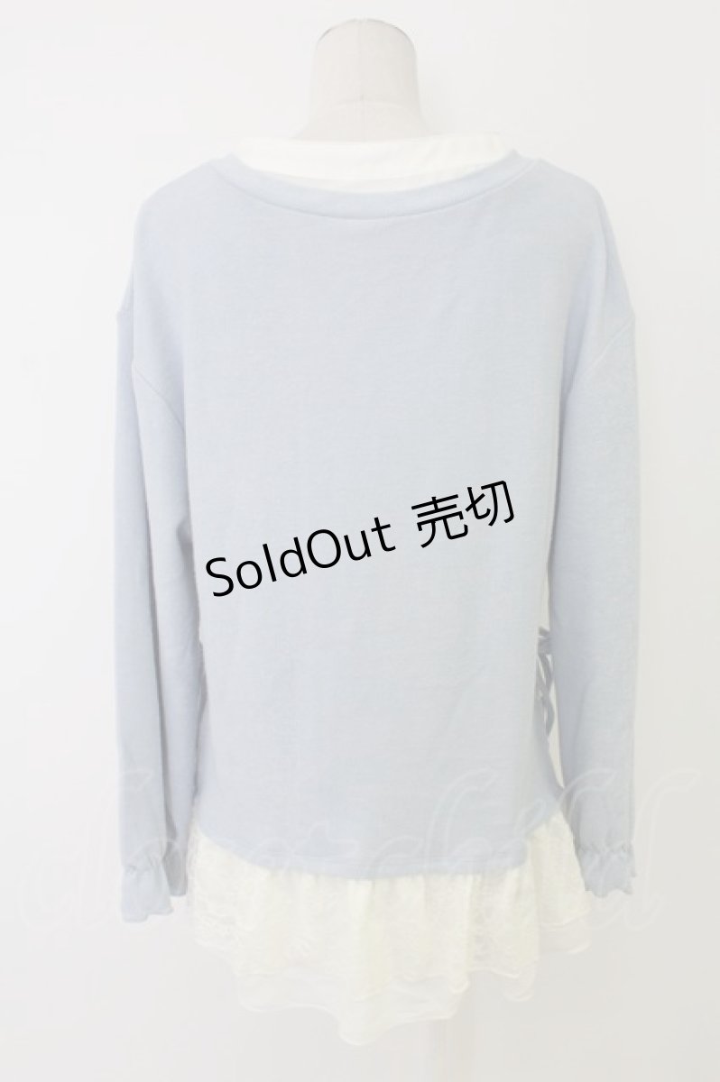 画像2: axes femme / 裾レースシャツレイヤードPO  サックスＸ白 T-25-12-17-013-AX-TO-SA-ZT526 (2)