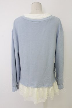 画像2: axes femme / 裾レースシャツレイヤードPO  サックスＸ白 T-25-12-17-013-AX-TO-SA-ZT