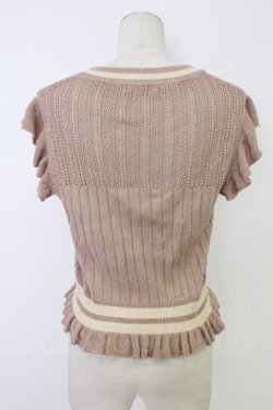 画像2: axes femme POETIQUE / Vネックニットノースリーブトップス  ピンクＸ白 T-25-12-17-014-AX-TO-SA-ZT