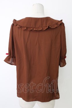 画像2: axes femme kawaii / クマパフェ刺繍ブラウス  ブラウン T-25-12-17-017-AX-BL-SA-ZT