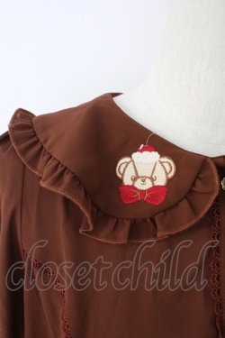 画像3: axes femme kawaii / クマパフェ刺繍ブラウス  ブラウン T-25-12-17-017-AX-BL-SA-ZT