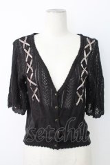 axes femme / レースアップＸ透かしカーデ  黒 T-25-12-17-018-AX-TO-SA-ZT