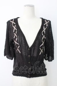 axes femme / レースアップＸ透かしカーデ  黒 T-25-12-17-018-AX-TO-SA-ZT