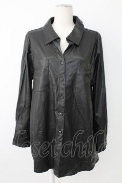 画像1: INGEBORG / エコレザーシャツジャケット  黒 T-25-12-17-019-LO-JA-SA-ZT
