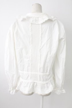 画像2: INGEBORG / 2つリボンノーカラー長袖ブラウス  ホワイト T-25-12-17-002-LO-BL-SA-ZT