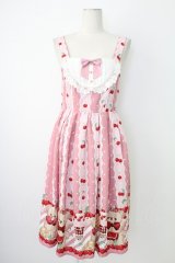 axes femme kawaii / クマパフェ総柄ジャンスカ  ピンク T-25-12-17-021-AX-OP-SA-ZT