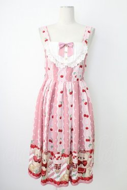 画像1: axes femme kawaii / クマパフェ総柄ジャンスカ  ピンク T-25-12-17-021-AX-OP-SA-ZT