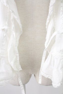 画像3: INGEBORG / 2つリボンノーカラー長袖ブラウス  ホワイト T-25-12-17-002-LO-BL-SA-ZT