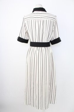 画像2: axes femme / マルチストライプ柄シャツワンピース  白Ｘ黒 T-25-12-17-025-AX-OP-SA-ZT