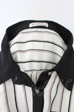 画像4: axes femme / マルチストライプ柄シャツワンピース  白Ｘ黒 T-25-12-17-025-AX-OP-SA-ZT